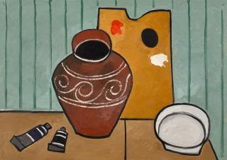 Dmitri Krasnopevtsev - Still Life with Jug, Palette and Tubes of Paint