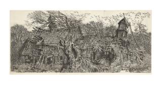 Dmitri Plavinsky - Abandoned church; Old knight; Scroll; and Four etchings