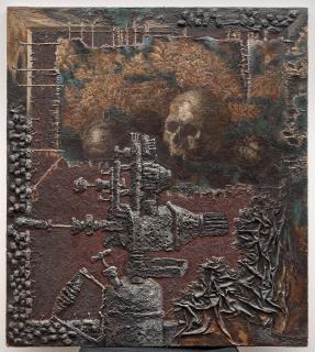 Dmitri Plavinsky - Nature morte au crâne et au chalumeau/ Still life with a skull and a blowtorch sans cadre