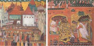 Dmitrii Semenovich Stelletskii - The wedding procession; and The ceremony at the Palace