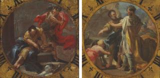 Domenico Antonio Vaccaro - Archimedes demonstrating his invention to King Hieron of Syracuse; and The Death of Archimedes