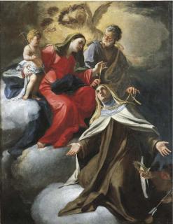 Domenico Antonio Vaccaro - La Sacra Famiglia impartisce il collare a Santa Teresa d\'Avila