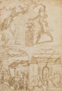 Domenico Beccafumi - Sheet Of Studies: The Sacrifice Of Isaac And Two Separate Studies For A Nativity