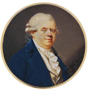 Domenico Bossi - Joakim Daniel Wahrendorff (1726-1803), a councillor in the Chamber of Commerce, in blue coat, beige striped waistcoat, white shirt and frilled cravat, powdered wig en queue