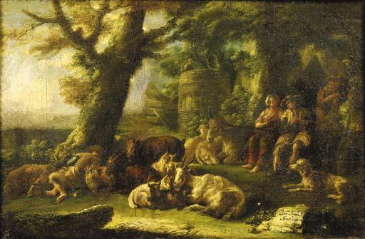 Domenico Brandi - Pastori e armenti presso una radura