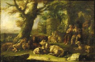 Domenico Brandi - Pastori e armenti presso una radura