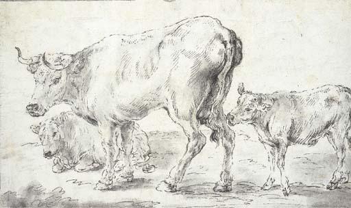 Domenico Brandi - Un taureau, avec une vache et un veau