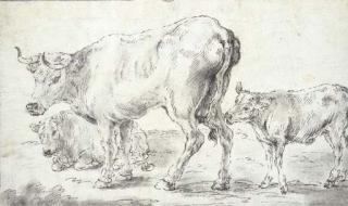 Domenico Brandi - Un taureau, avec une vache et un veau
