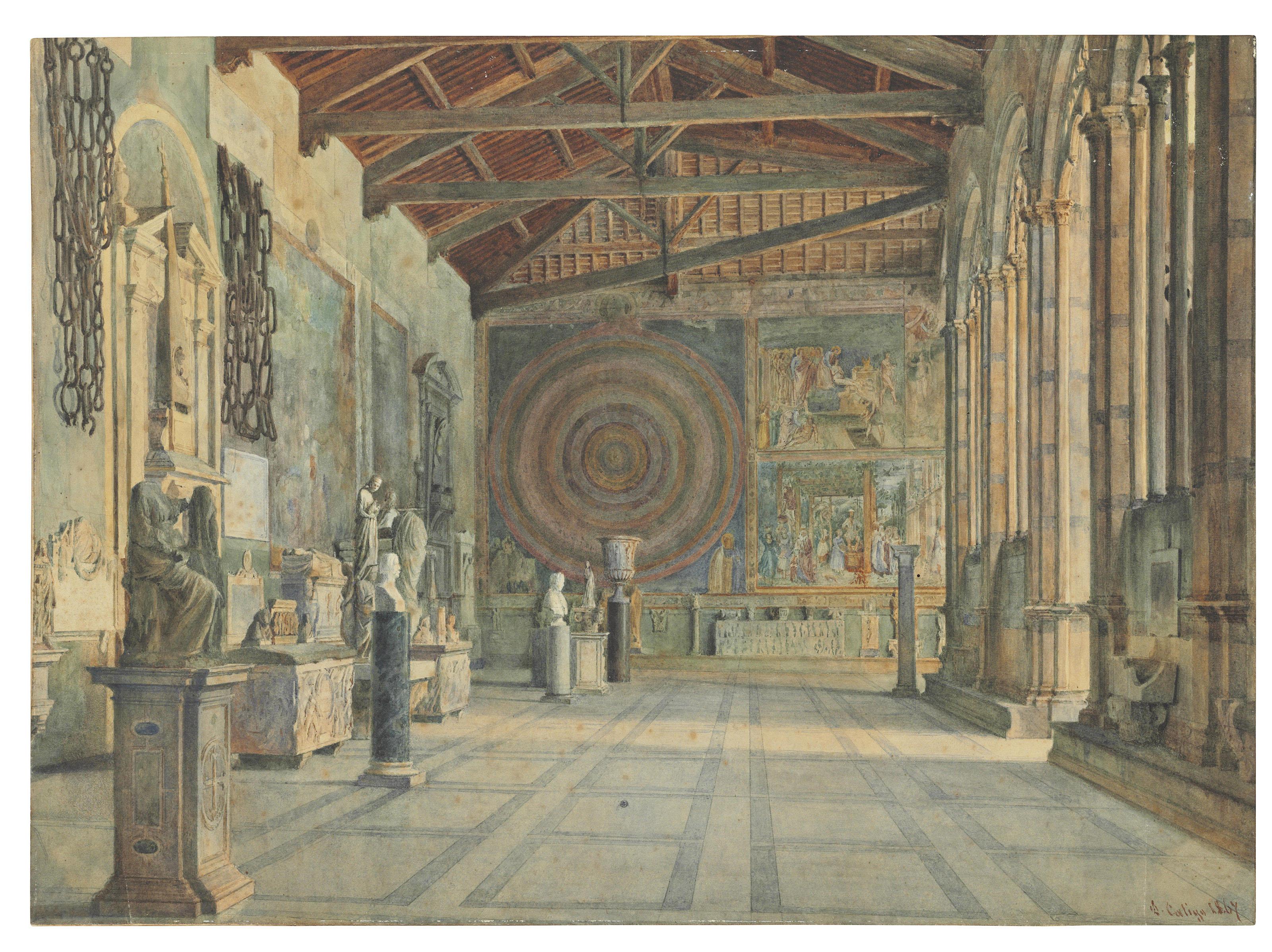 Domenico Caligo - A view of the ambulatory of the cloister of the Campo Santo Monumentale, Pisa