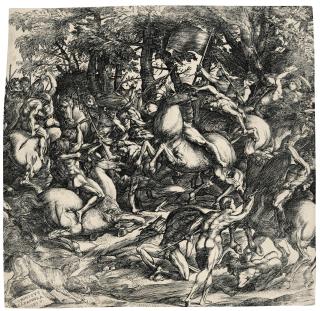 Domenico Campagnola - Battle Of Nude Men (Bartsch 10; Hind 4)