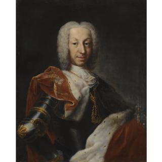 Domenico Duprà - Portrait Of A Member Of The House Of Savoy In Armour With A Red Velvet And Ermine Cloak Wearing The Order Of The Annunciata