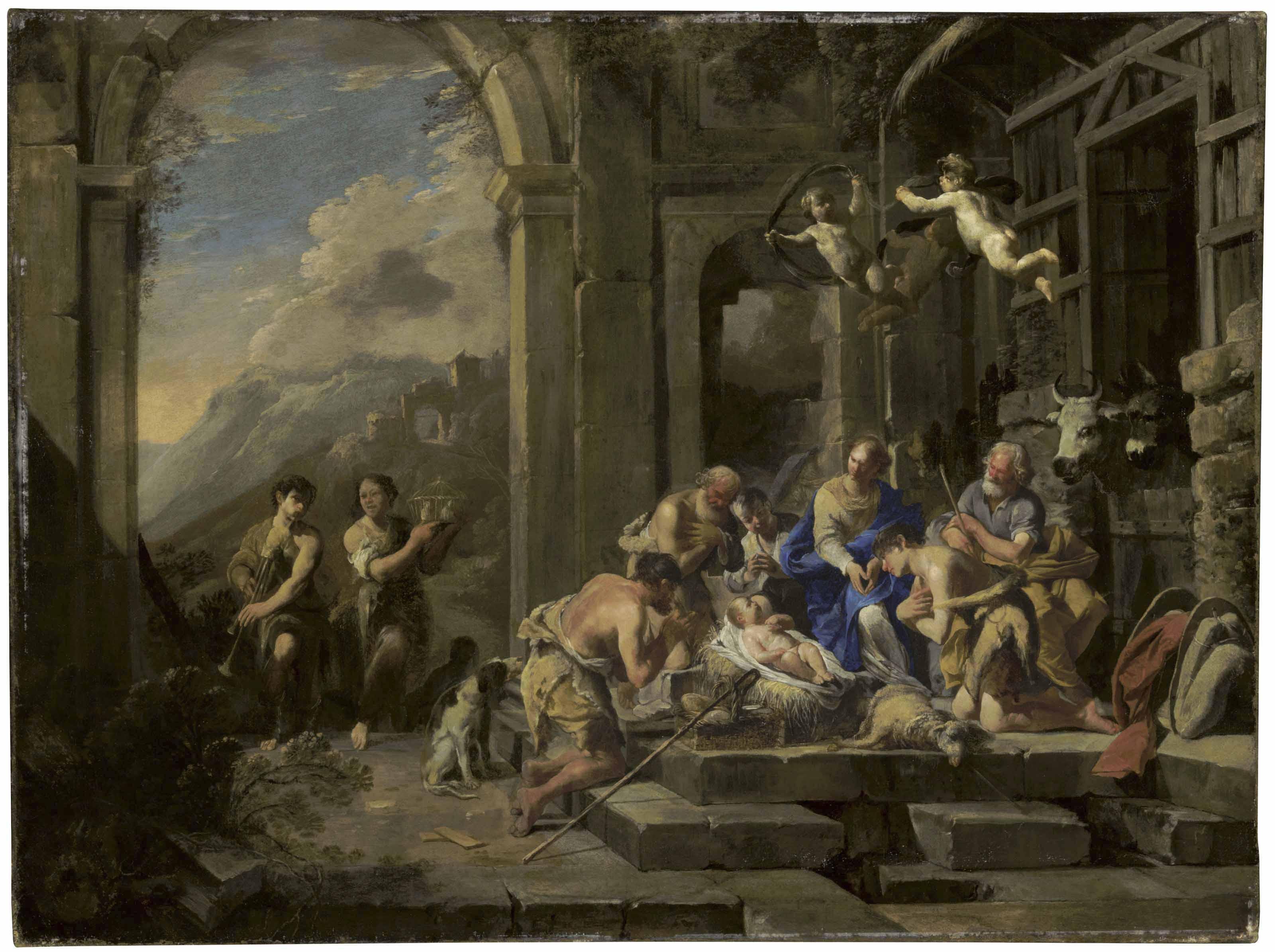 Domenico Gargiulo, Called Micco Spadaro - The Adoration Of The Shepherds