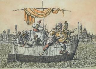 Domenico Gnoli - Carnavalesigned, Titled, Inscribed And Dated 1957; Ink And Watercolour On Paper.