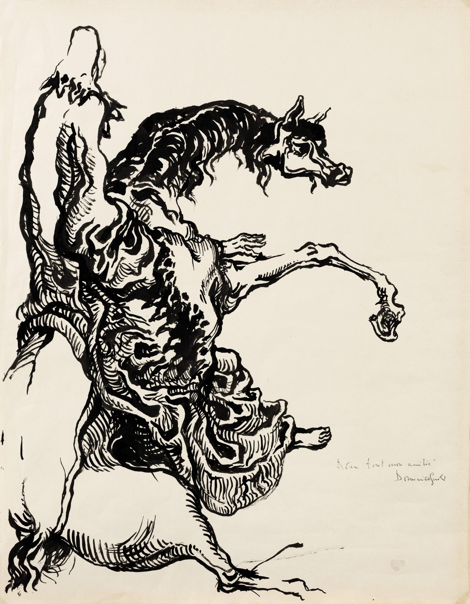 Domenico Gnoli - Cavalier sur cheval rétif