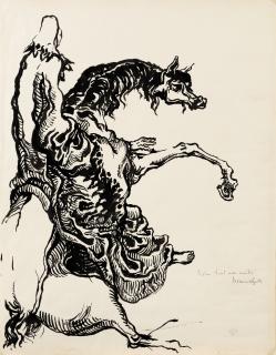 Domenico Gnoli - Cavalier sur cheval rétif