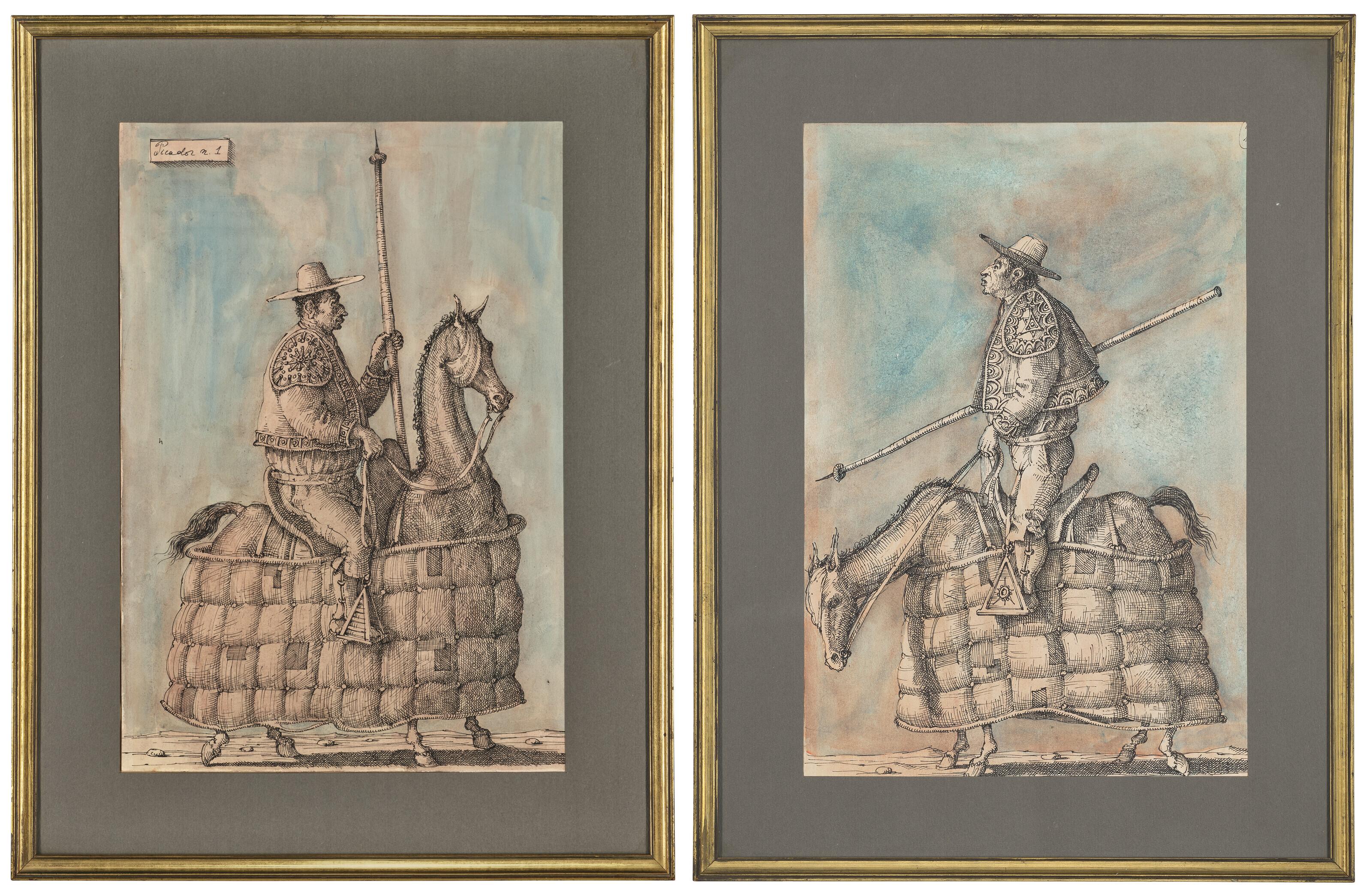 Domenico Gnoli - (i) The Village Bullfight: Picador I(ii) The Village Bullfight: Picador II