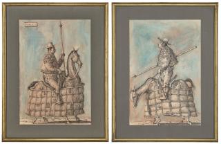 Domenico Gnoli - (i) The Village Bullfight: Picador I(ii) The Village Bullfight: Picador II