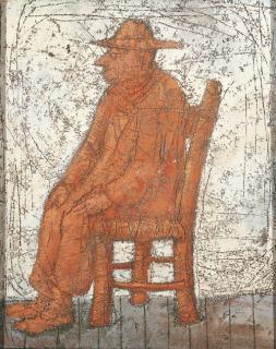 Domenico Gnoli - Piccolo uomo con una sciarpa rossa