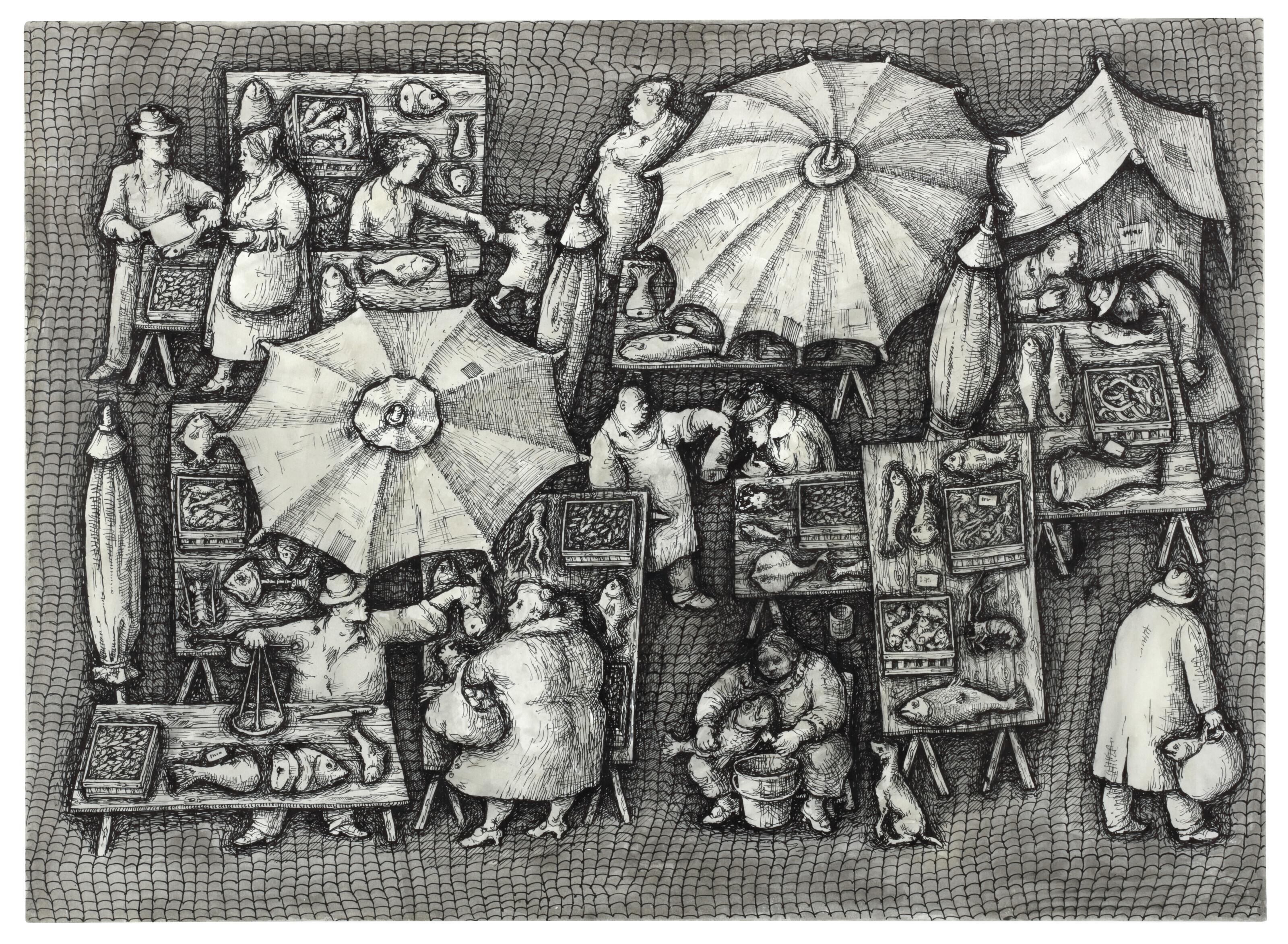 Domenico Gnoli - Roma, Mercato del pesce