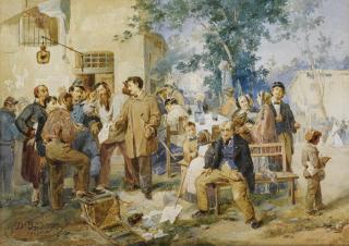 Domenico Induno - Il Bollettino Di Villafranca