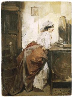 Domenico Induno - Popolana allo specchio, 1865