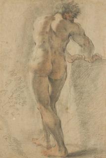 Domenico Maria Canuti - A standing nude, seen from behind, leaning on a block