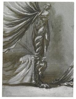 Domenico Maria Canuti - Recto: Study Of A Bed-Post In The Shape Of A Triton; Verso: Head Of A Nun