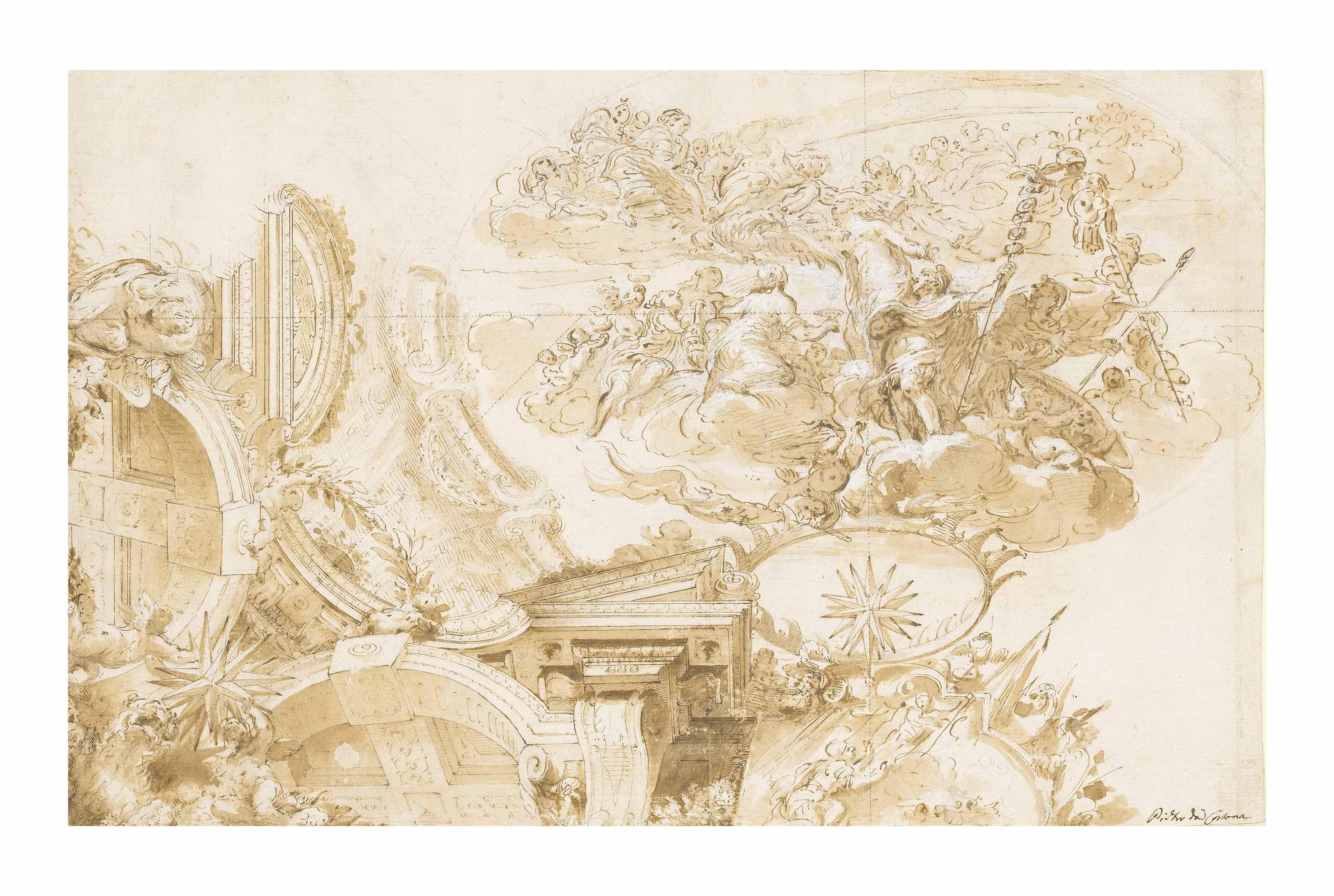 Domenico Maria Canuti - The Apotheosis of Romulus: design for a ceiling decoration