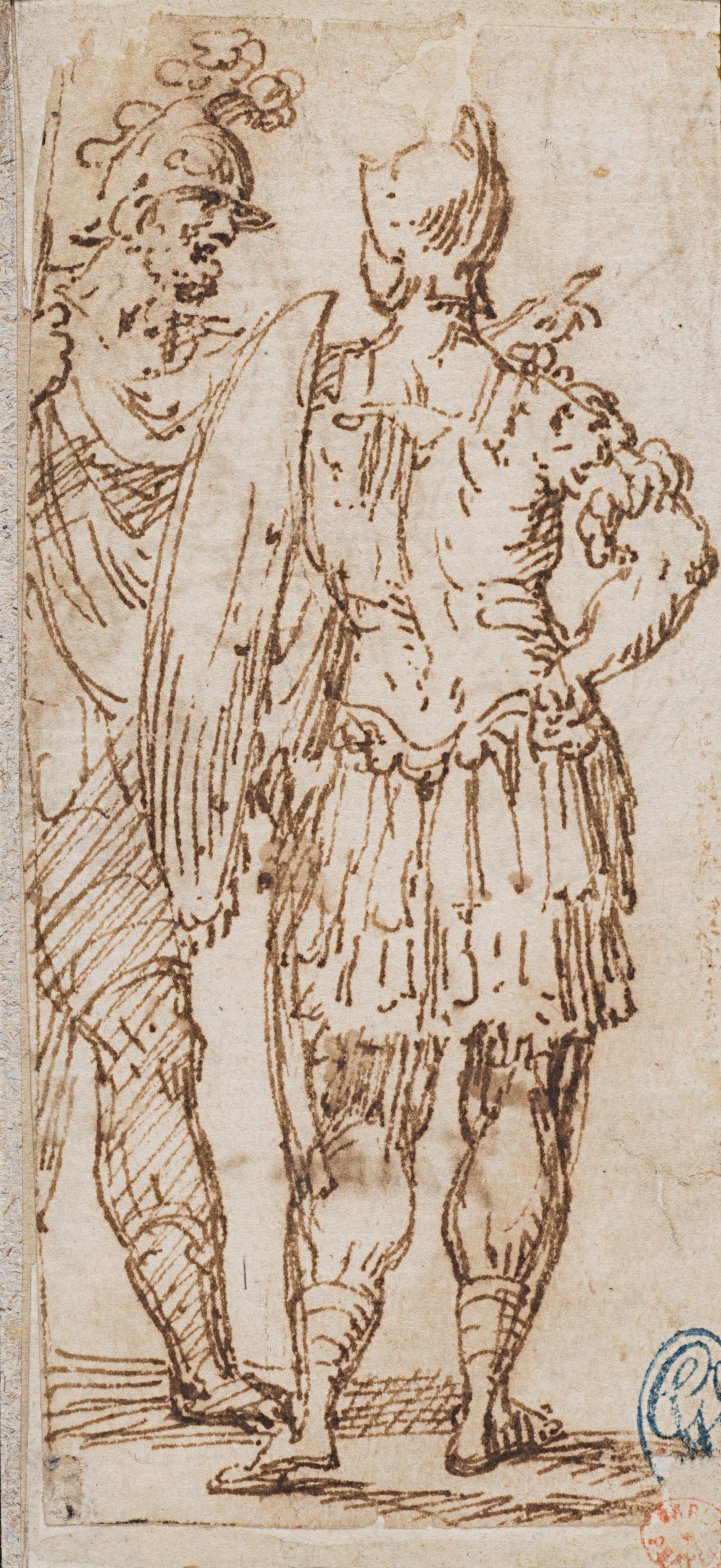 Domenico Maria Fratta - Two standing soldiers (recto); A standing soldier and a man with a turban (verso)
