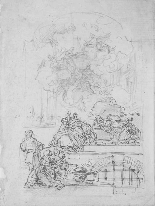 Domenico Mondo - L\'Ascension de la Vierge (recto); Un évêque à sa table (verso)