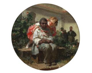 Domenico Morelli - L\'abbraccio tondo 16.5 cm (6 1/2 in) diameter