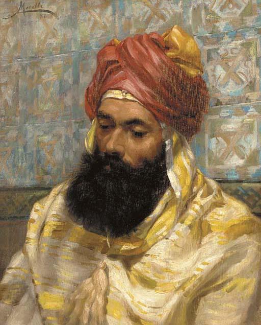 Domenico Morelli - Portrait of a man with a turban