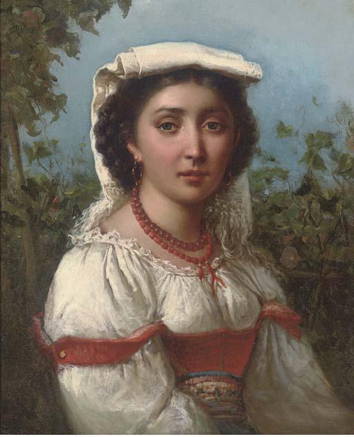 Domenico Morelli - Portrait of a Neapolitan girl