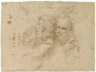 Domenico Peruzzini - Deux têtes d\'hommes barbus