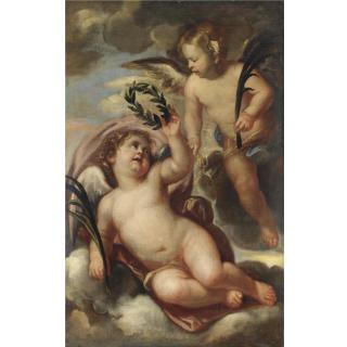 Domenico Piola - Due Putti Recanti Foglie Di Palma E Una Corona D\'Alloro