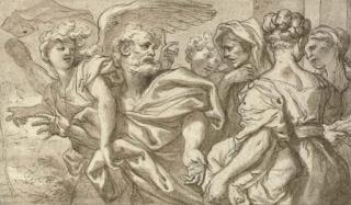 Domenico Piola - Lot and his family leaving Sodom