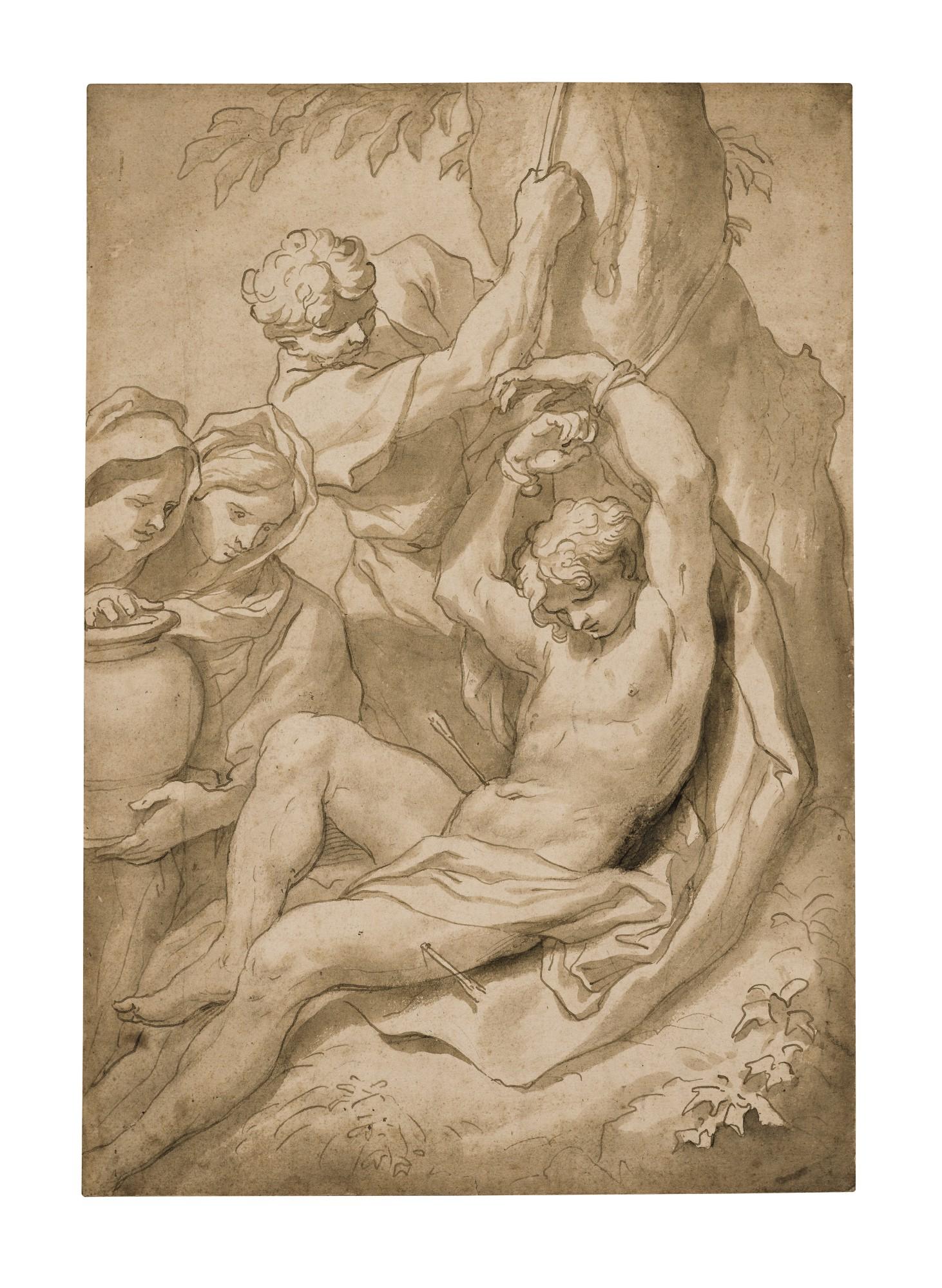 Domenico Piola - St. Sebastian Tended by St. Irene