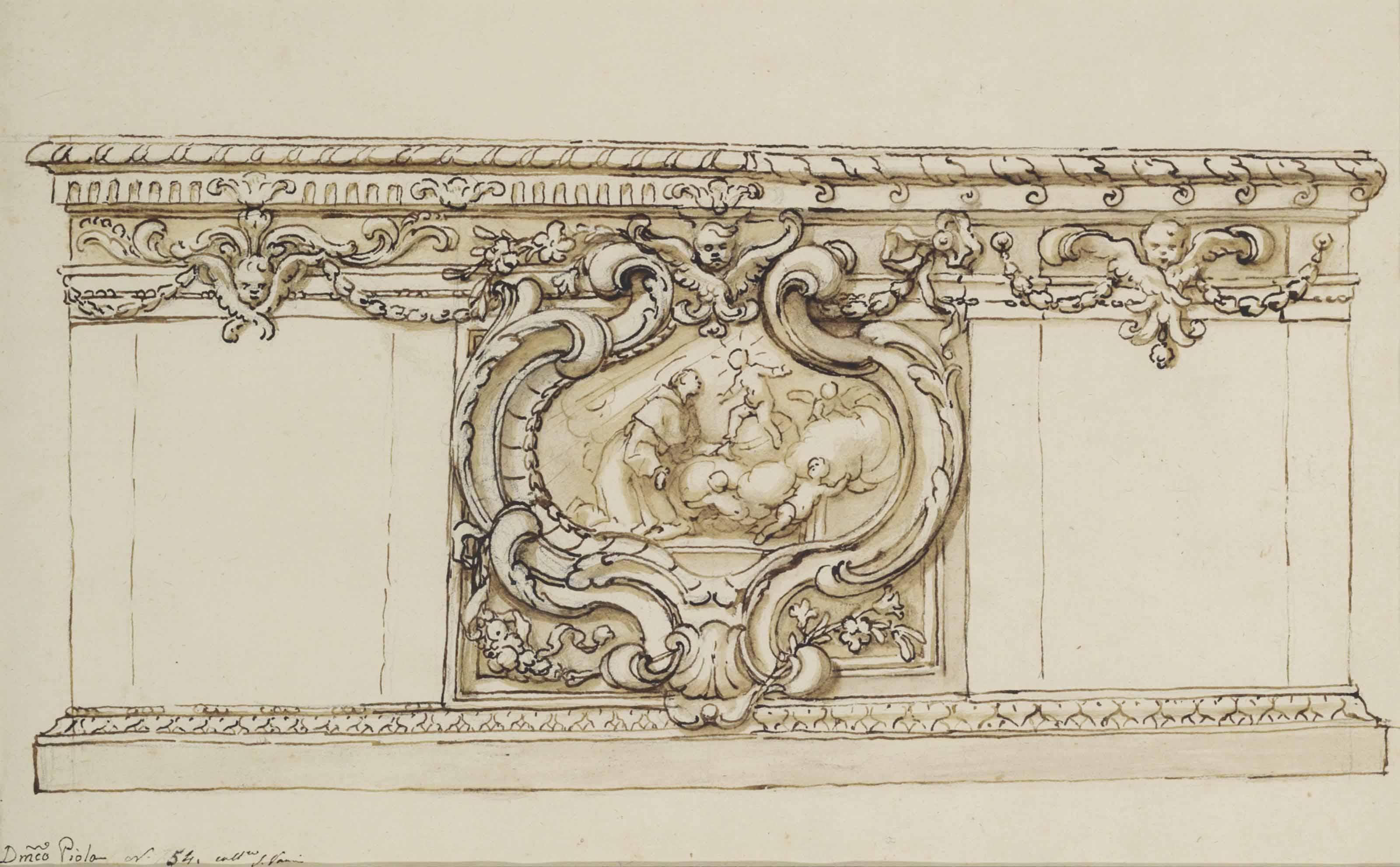Domenico Piola - The Infant Christ appearing to Saint Anthony of Padua: design for an antependium
