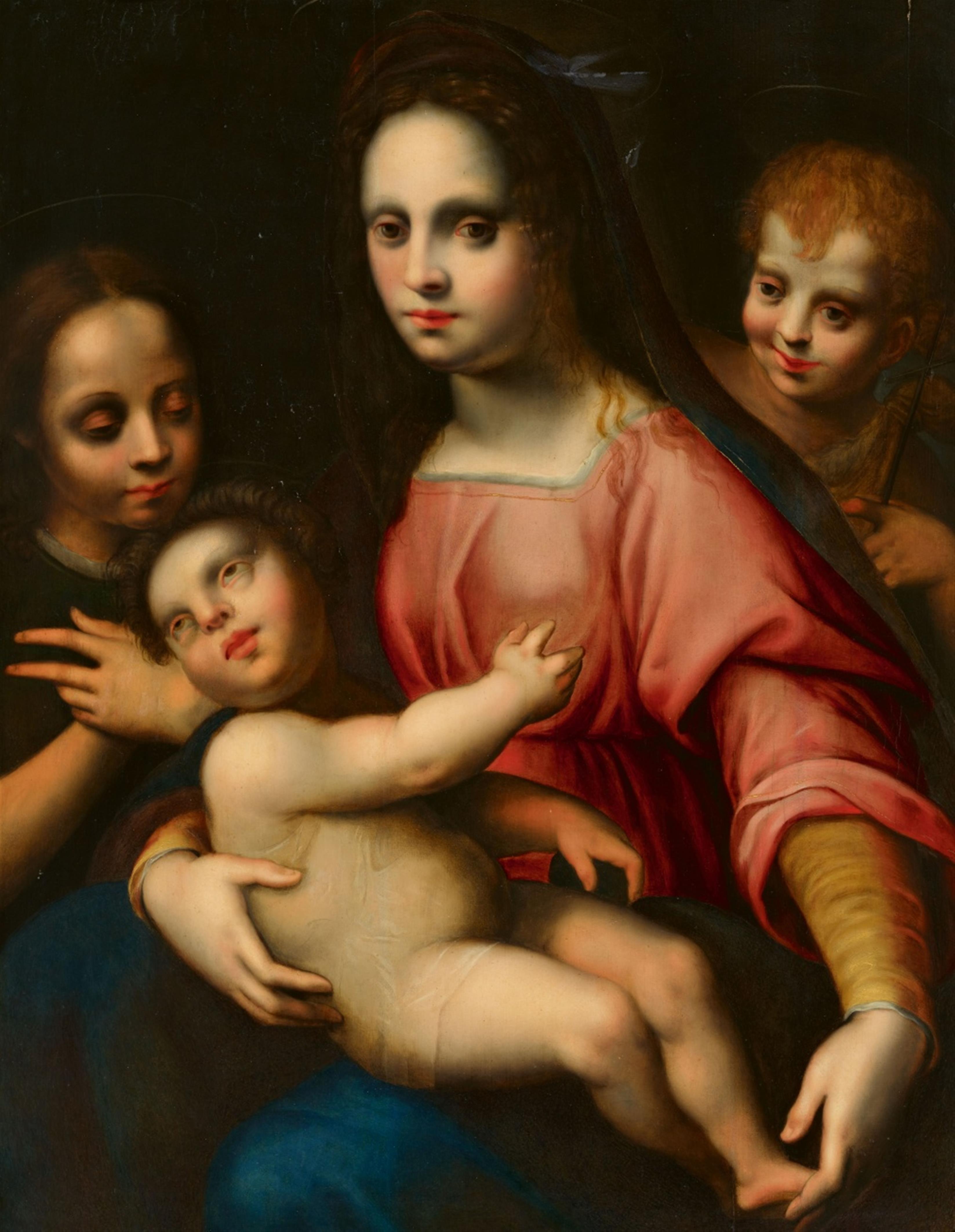 Domenico Puligo - Madonna mit Kind, Johannesknaben und Engel