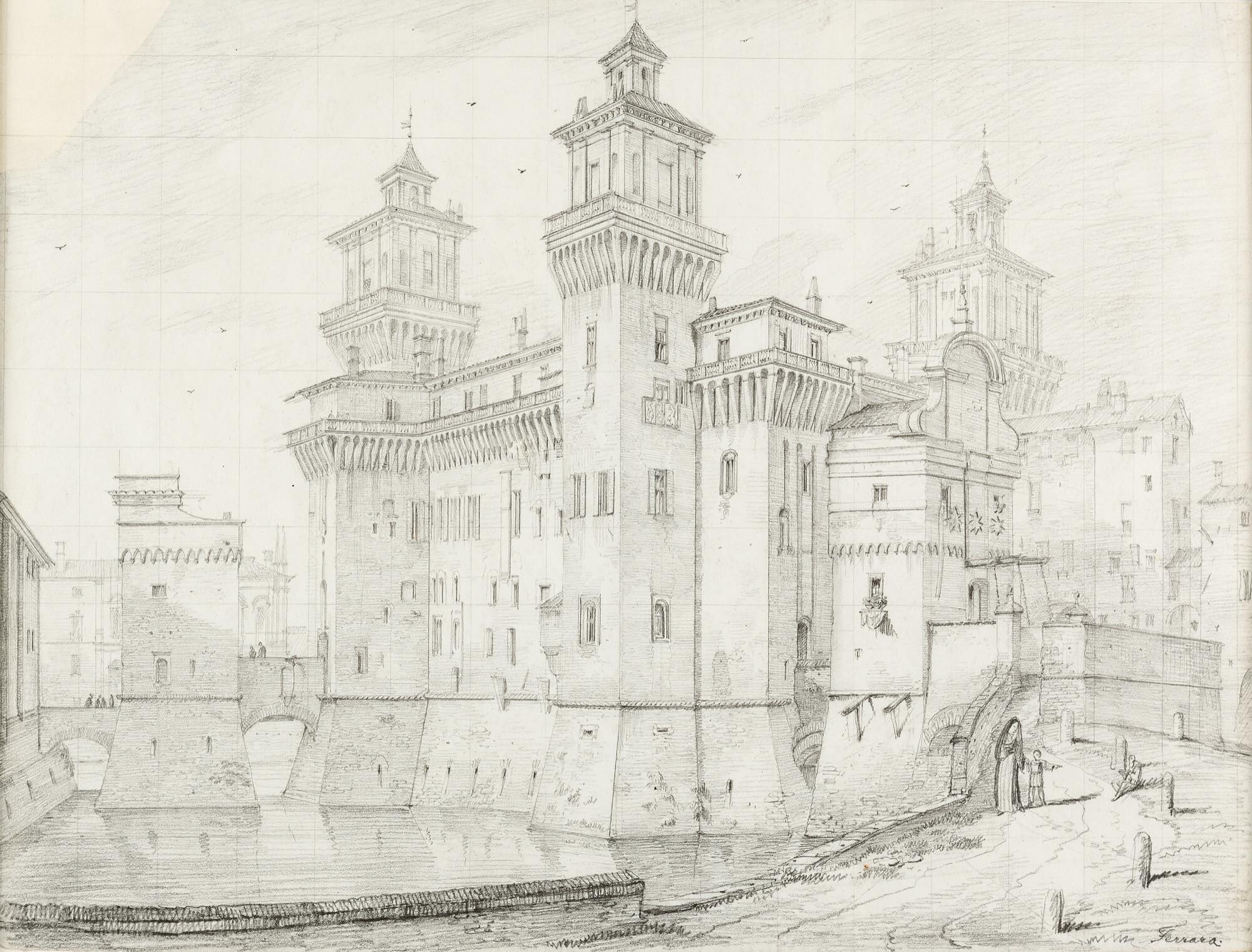 Domenico Quaglio - Das Castello Vecchio in Ferrara.