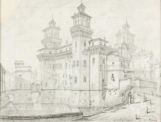 Domenico Quaglio - Das Castello Vecchio in Ferrara.