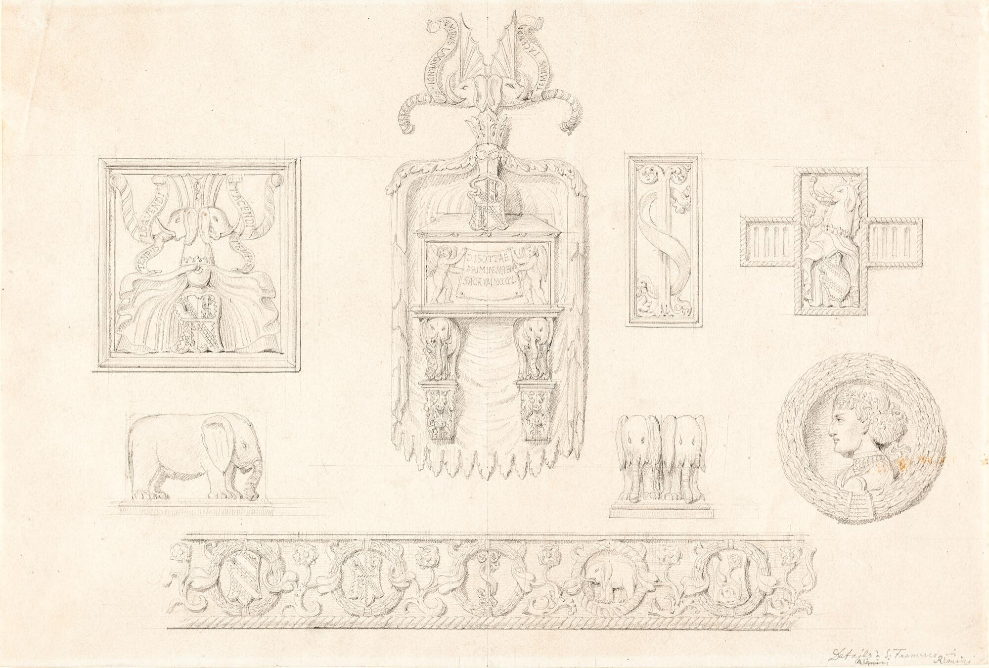 Domenico Quaglio - „Details: S. Francesco in Rimini“ (Elefanten).