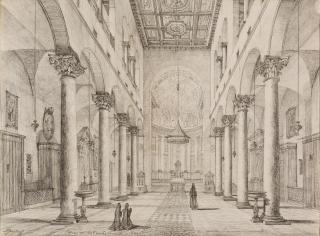 Domenico Quaglio - Im Inneren der Kirche Santi Quattro Coronati in Rom.