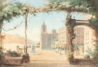 Domenico Quaglio - Palastarchitektur vor südlicher Landschaft