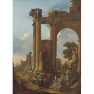 Domenico Roberti - Classical Ruins With Figures