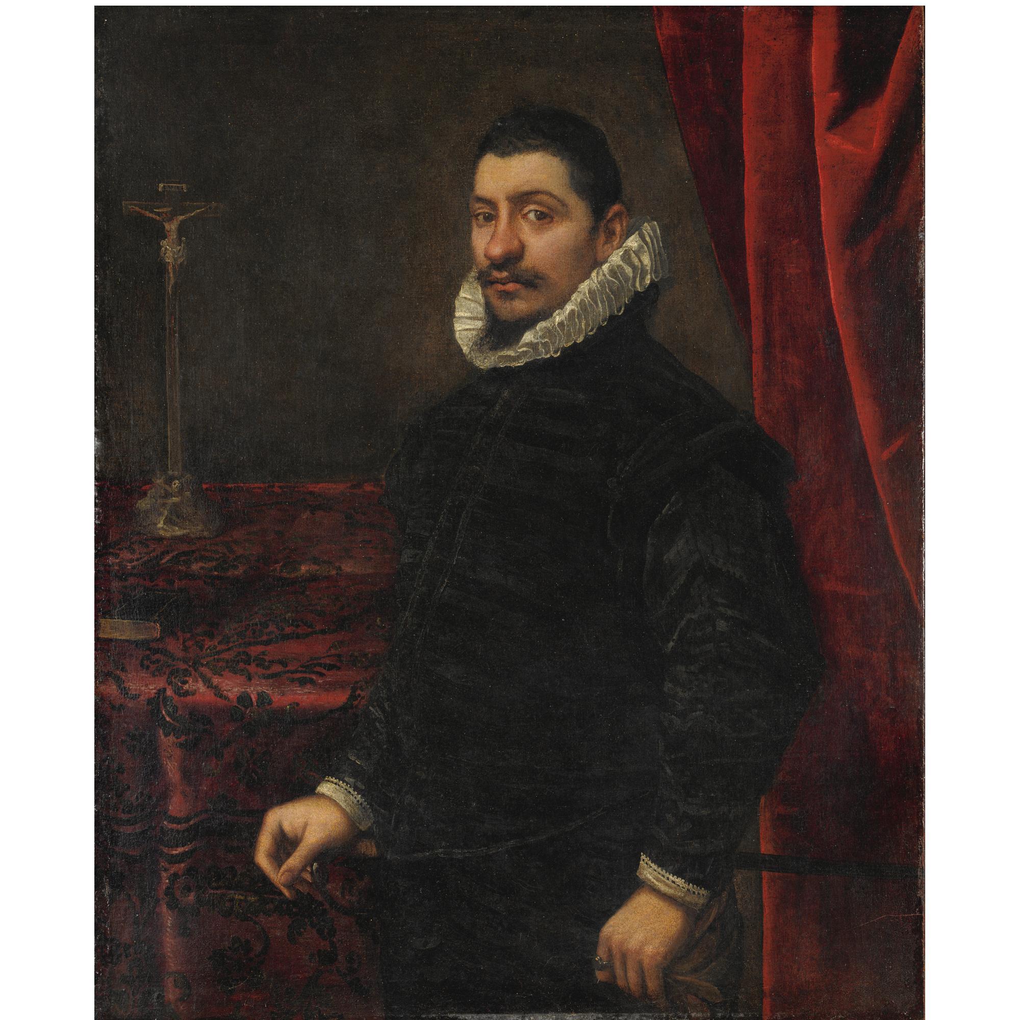 Domenico Robusti - Ritratto Maschile Con Crocefisso