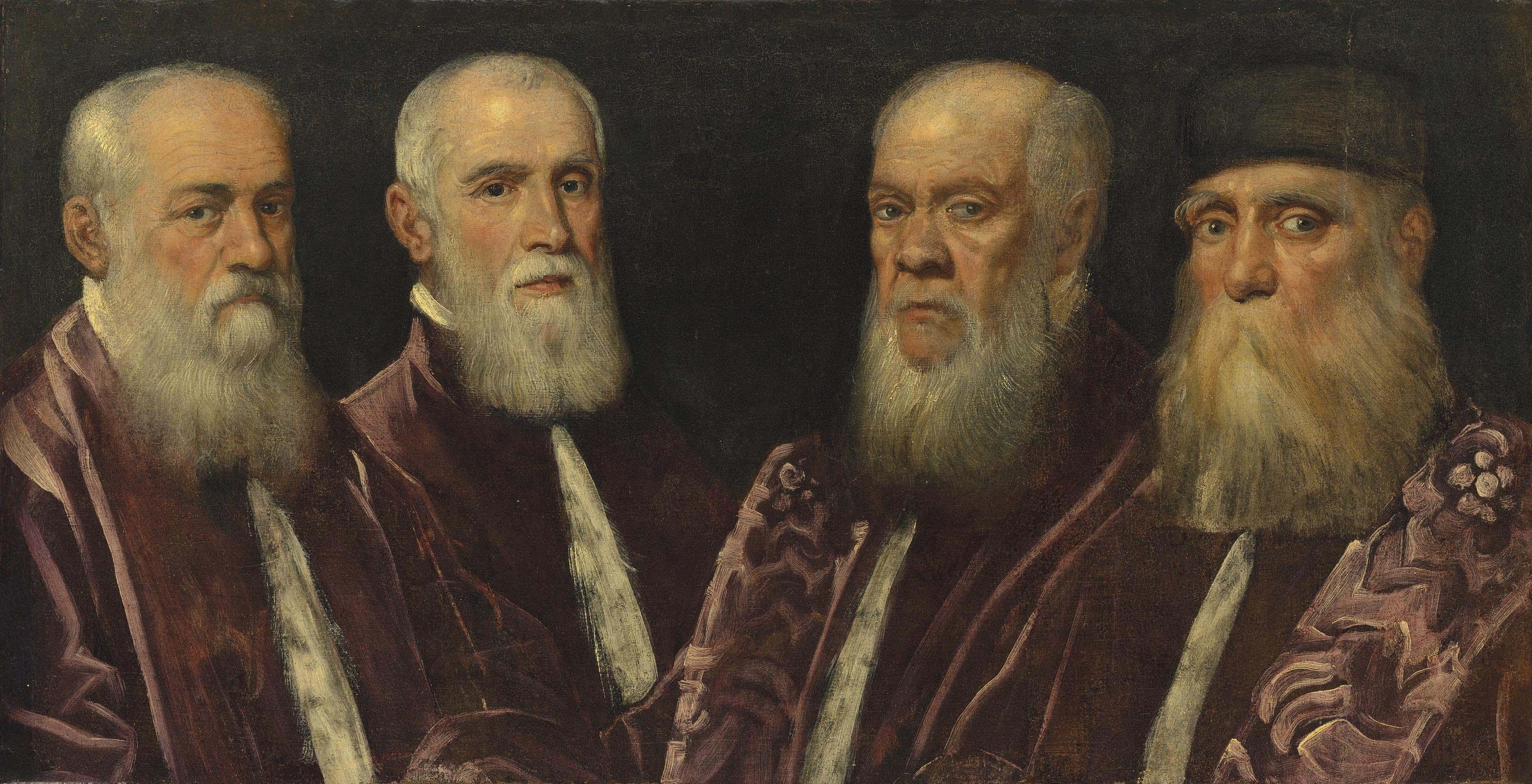 Domenico Tintoretto - A group portrait of four Venetian senators, bust-length