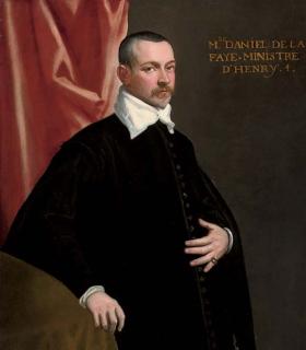 Domenico Tintoretto - Portrait of a gentleman, three-quarter length, before a red curtain