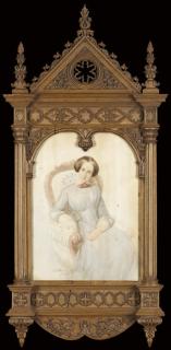 Domenico Ventura - Portrait Of A Young Lady, Seated In A Floral Embroidered Armchair