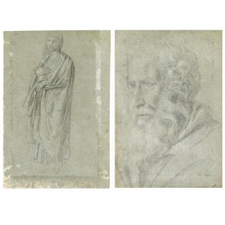 Domenico Zampieri - Recto: Study Of A Draped Standing Female Figure; Verso: Study Of The Head Of A Bearded Man Seen Almost In Profile